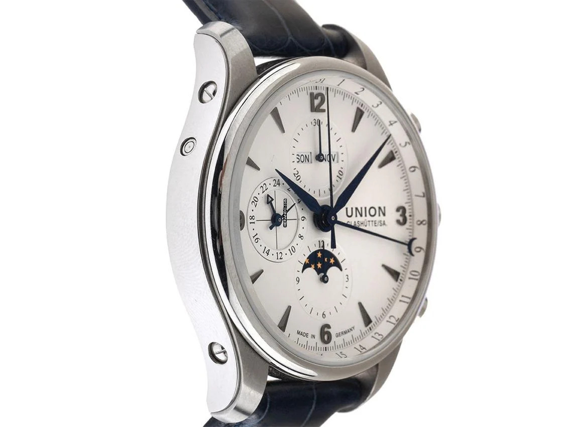 Thumbnail von Union Glashütte Belisar Chronograph Ref.D009425A 2021 Full Set wie Neu Vintage Belisar Chronograph Vollkalender Mondphase Krokoleder Faltschließe