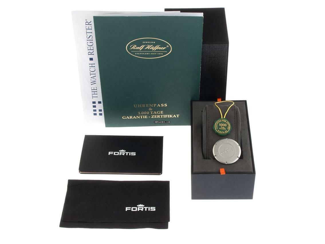 Thumbnail von Fortis Flieger (Submodel) Day-Date Ref.597.10.141 1995 Box&Beschreibung sehr gut Vintage Flieger Day-Date Chronograph Glasboden
