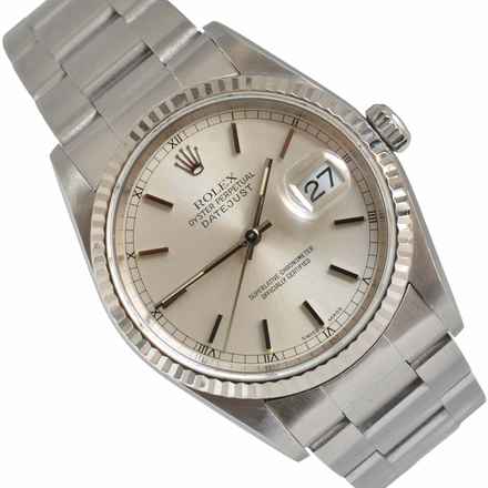  Rolex Datejust 36 16234 Soleil silver dial 2002 Full Set 