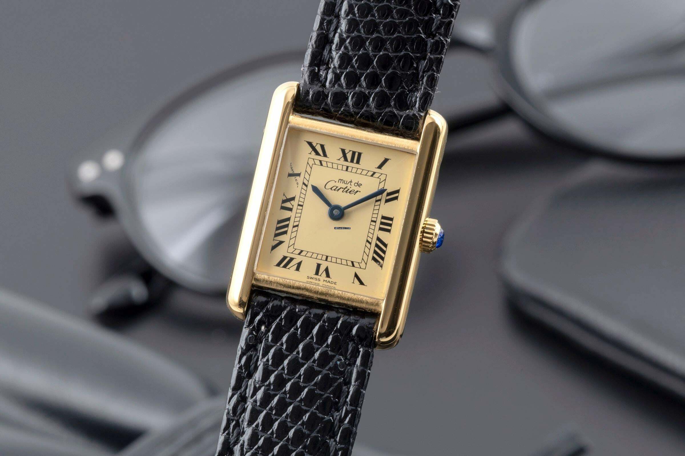  Cartier Tank must de Cartier PM Ivory Dial 925 Silber Handaufzug Damenuhr 