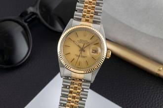 Thumbnail von Rolex Datejust 36 Oyster Perpetual Stahl / Gold Automatik Ref 16013 B&P 1981