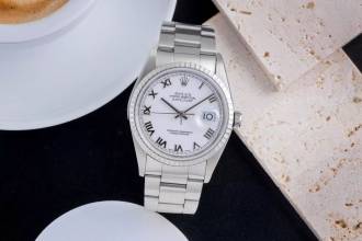 Thumbnail von Rolex Datejust 36 White Dial Oyster Stahl Automatik Herrenuhr Ref.16220 F-Serie