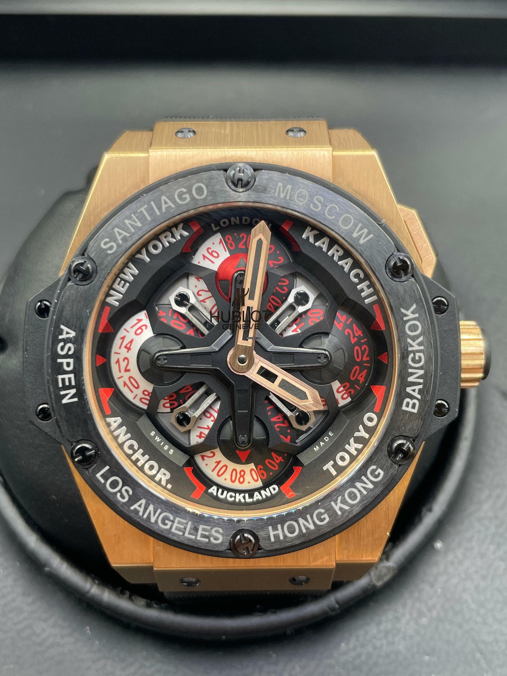 Thumbnail von Hublot King Power Unico Gmt FULL SET WITH BOX AND PAPERS Rosegold Worldtime/GMT/TIMEZONE