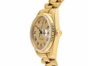 Thumbnail von Rolex Day-Date 36 Ref.1803 1975 Box&Beschreibung sehr gut Vintage Day-Date Buckley Dial 18kt Gelbgold 130g open 6/9