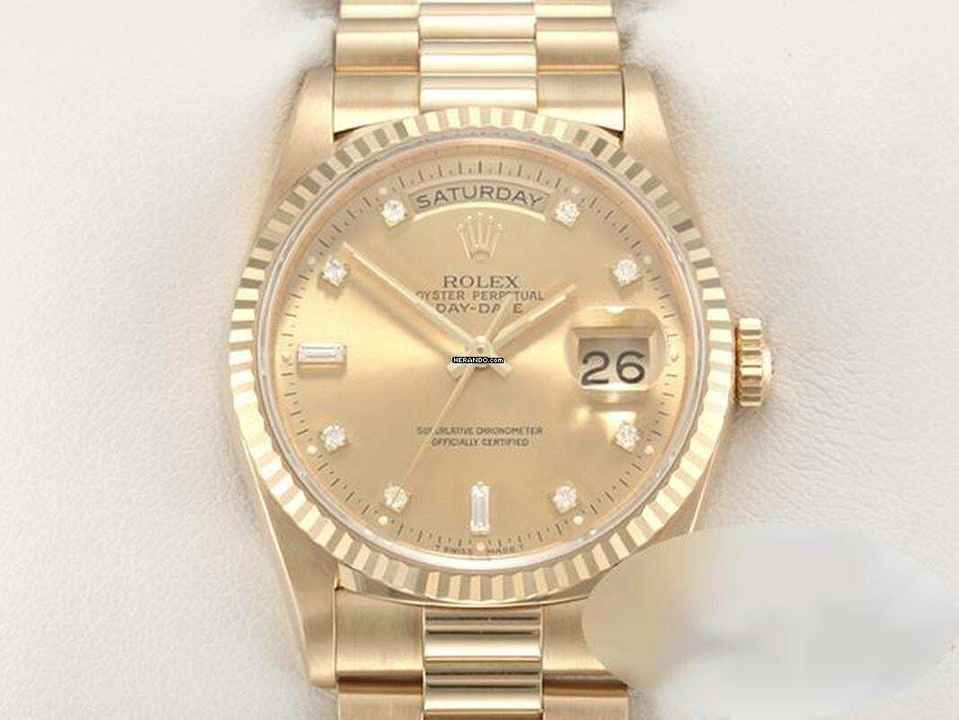  Rolex Day-Date 36 36mm 18238 1994 Gelbgold 750 Diamanten Automatik Gold 