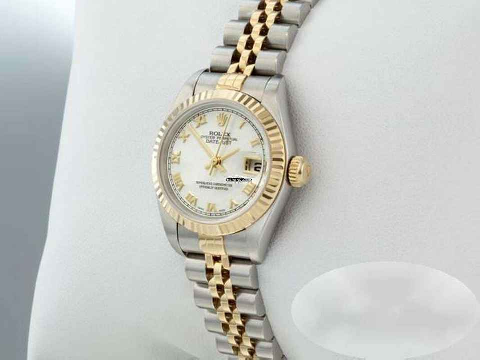  Rolex Lady-Datejust Edelstahl Gelbgold 750 Perlmutt Automatik Gold Stahl Damen Stainless Steel 18kt Yellow Gold Jubilé-band Chronometer Oyster 