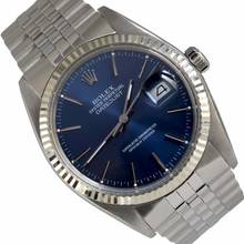 Thumbnail von Rolex Datejust 36 16014 blue dial Full Set 1979