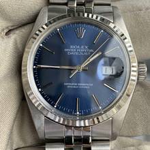 Thumbnail von Rolex Datejust 36 16014 blue dial Full Set 1979