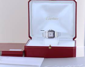 Thumbnail von Cartier Santos Galbée De Cartier Galbée Stahl silver roman dial Klassik Automatik Lady B+P