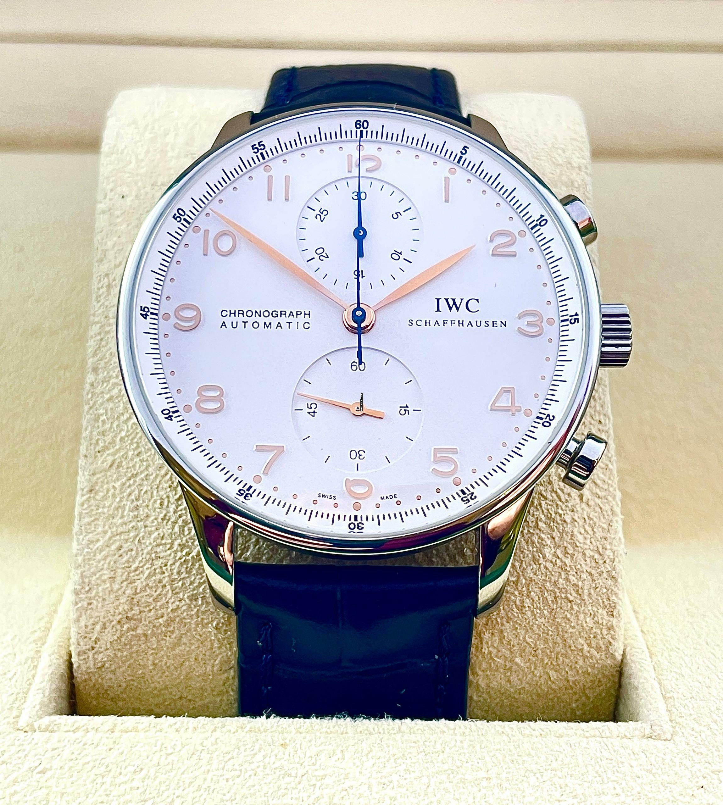 Thumbnail von IWC Portugieser Chronograph Portuguese Chronograph FULL SERVICED 2026 Watch only Top Condition + NEW Blue Strap