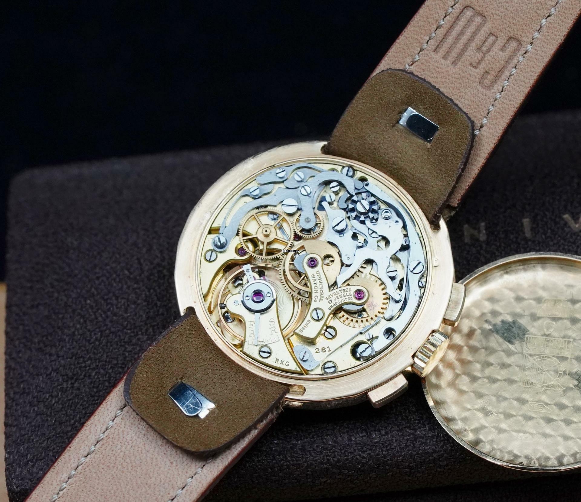 Thumbnail von Universal Genève Compax SUPER RARE COMPAX CHRONO 18K DISCO VOLANTE WITH PULSATIONS DIAL VINTAGE