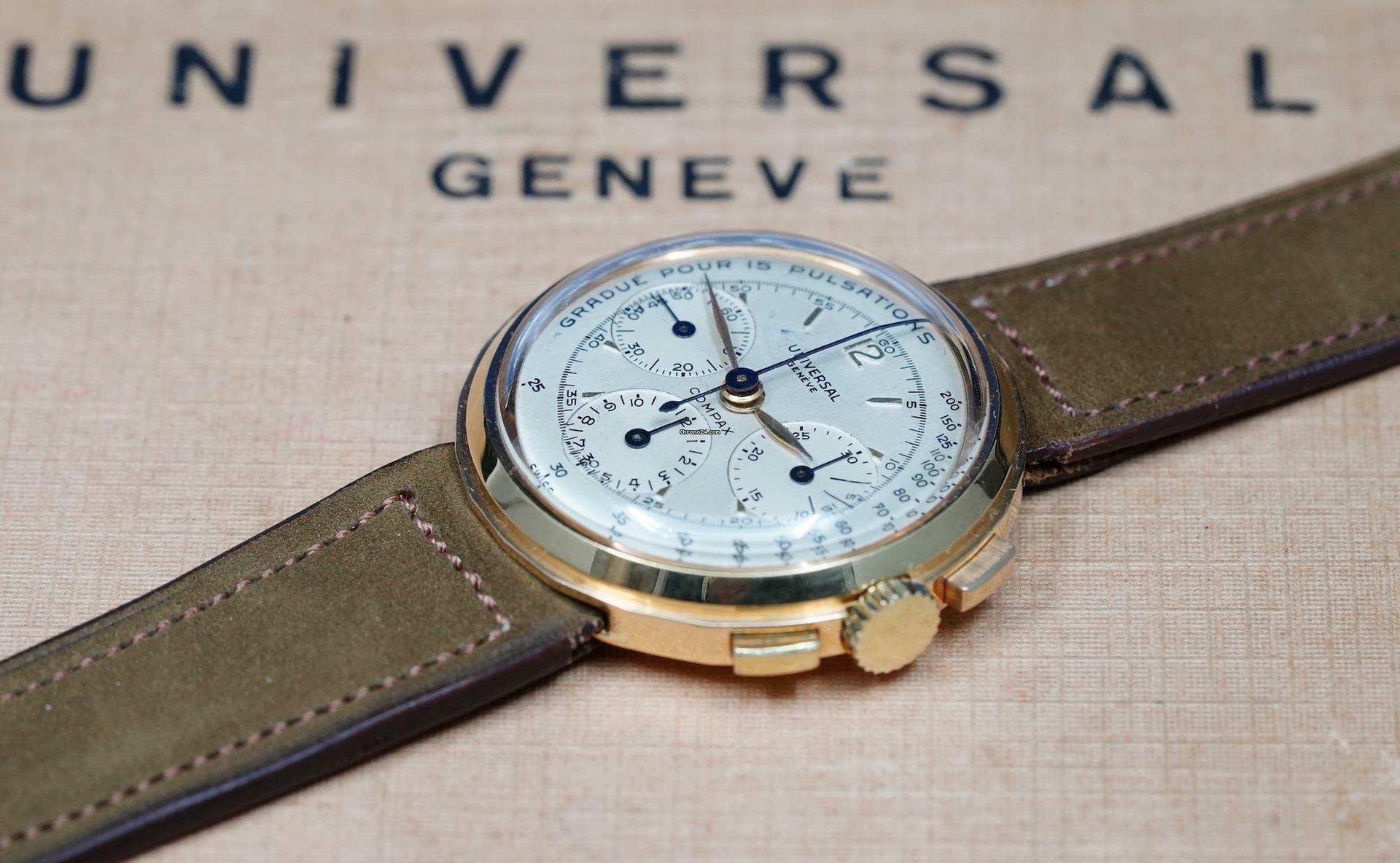 Thumbnail von Universal Genève Compax SUPER RARE COMPAX CHRONO 18K DISCO VOLANTE WITH PULSATIONS DIAL VINTAGE