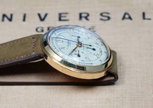 Thumbnail von Universal Genève Compax SUPER RARE COMPAX CHRONO 18K DISCO VOLANTE WITH PULSATIONS DIAL VINTAGE