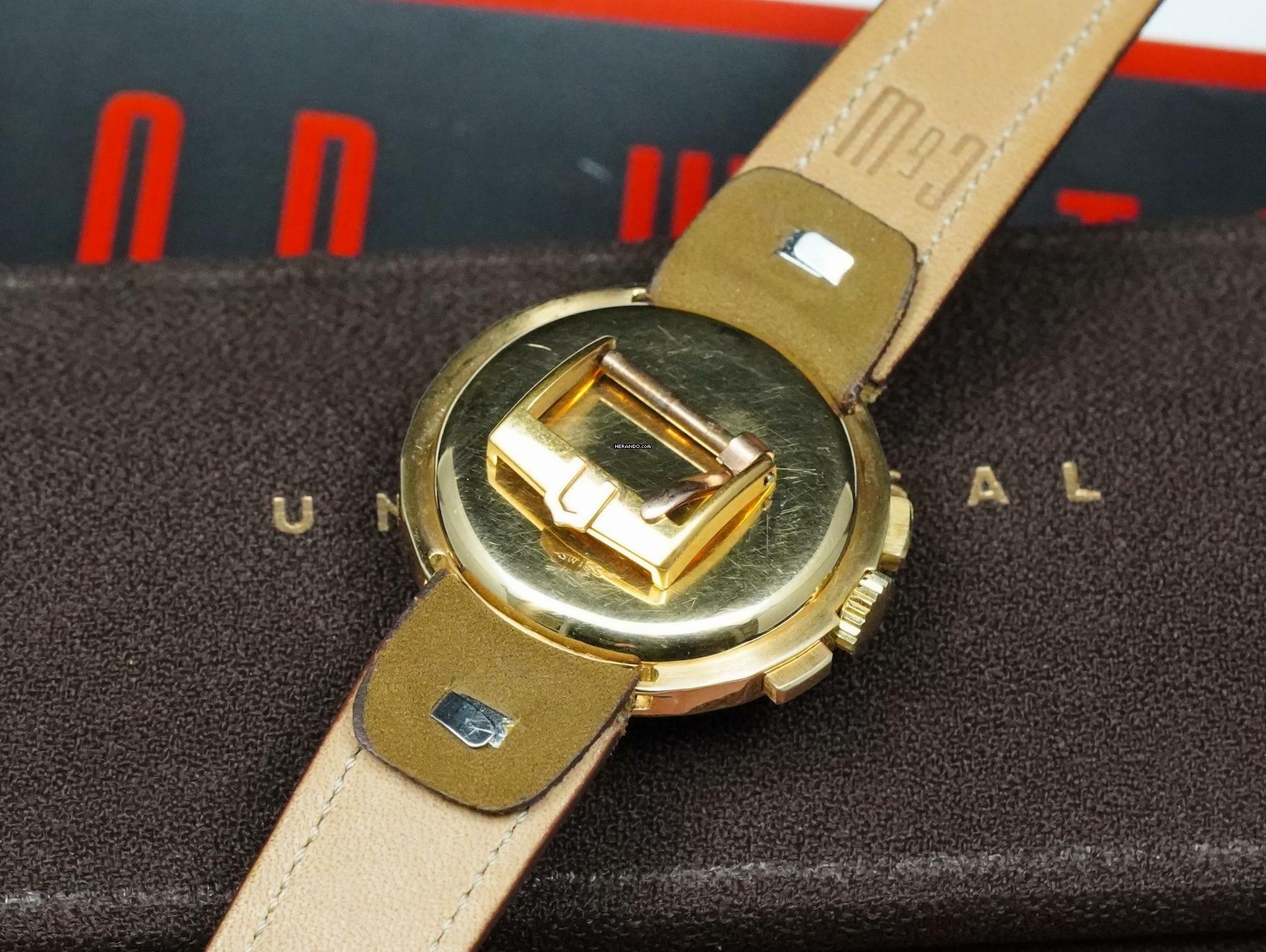 Thumbnail von Universal Genève Compax SUPER RARE COMPAX CHRONO 18K DISCO VOLANTE WITH PULSATIONS DIAL VINTAGE