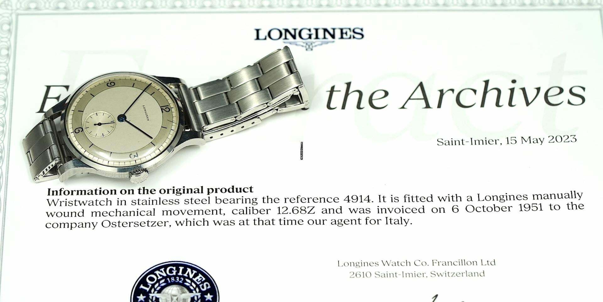 Thumbnail von Longines Oversize Calatatrava with Rare SECTOR Dial Vintage Box and Extract