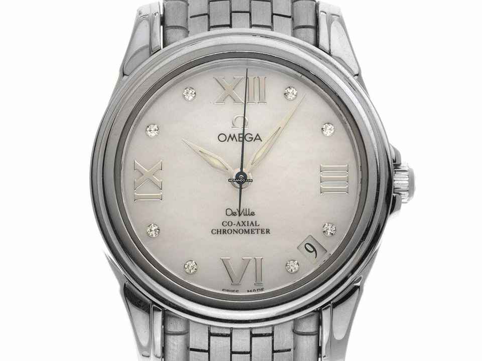  Omega De Ville Co-Axial Ref.4581.75.00 2010 Full Set sehr gut Vintage De Ville Automatic Perlmutt Diamanten 