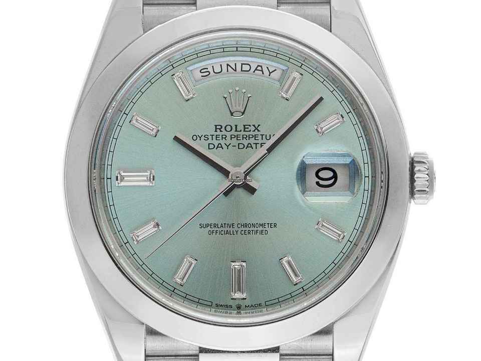  Rolex Day-Date 40 950 Platin Diamanten Ref.228206 2021 Full Set wie Neu Day-Date 950 Platin 259g Diamanten 