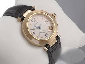 Thumbnail von Cartier Pasha 35 Mm Gelbgold 750 1998 W3013456 Automatik Leder Damen Herren 18kt Yellow Gold White Dial