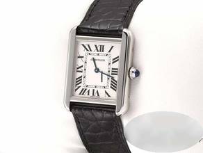 Thumbnail von Cartier Tank Solo Kleines Modell W1018255 Edelstahl Lederband Stahl Steel