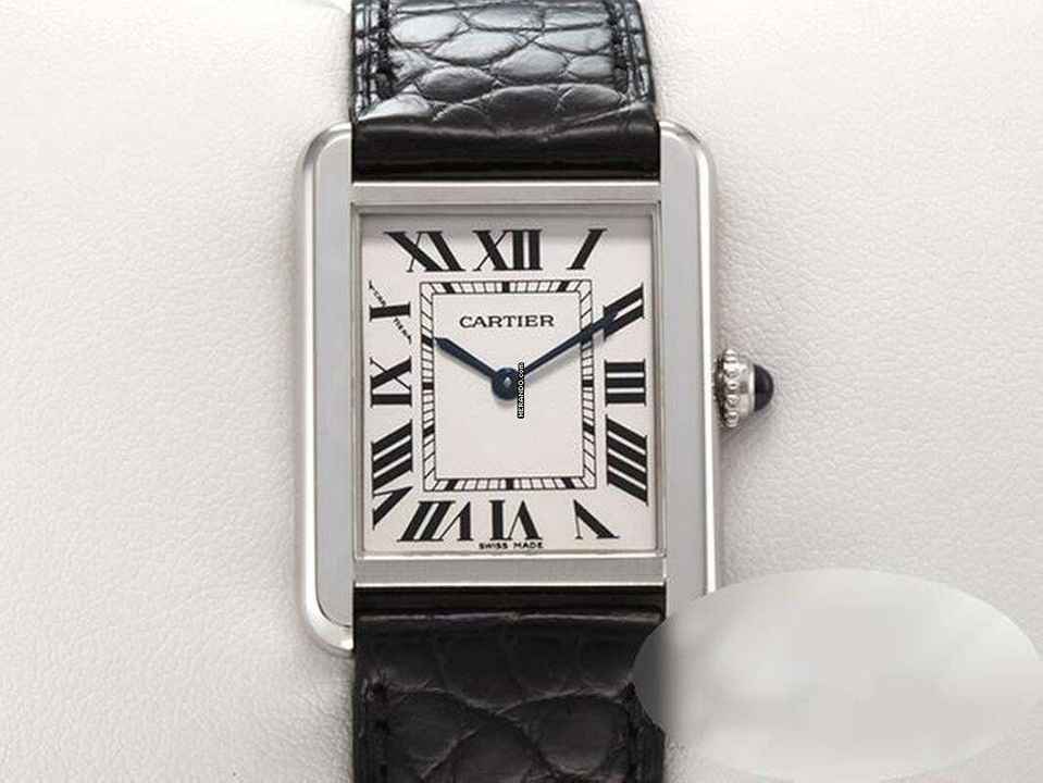  Cartier Tank Solo Kleines Modell W1018255 Edelstahl Lederband Stahl Steel 