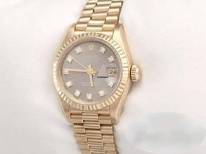 Thumbnail von Rolex Lady-Datejust Gelbgold 750 Diamanten Automatik Gold Damen 18kt Yellow Gold President-band Chronometer Oyster