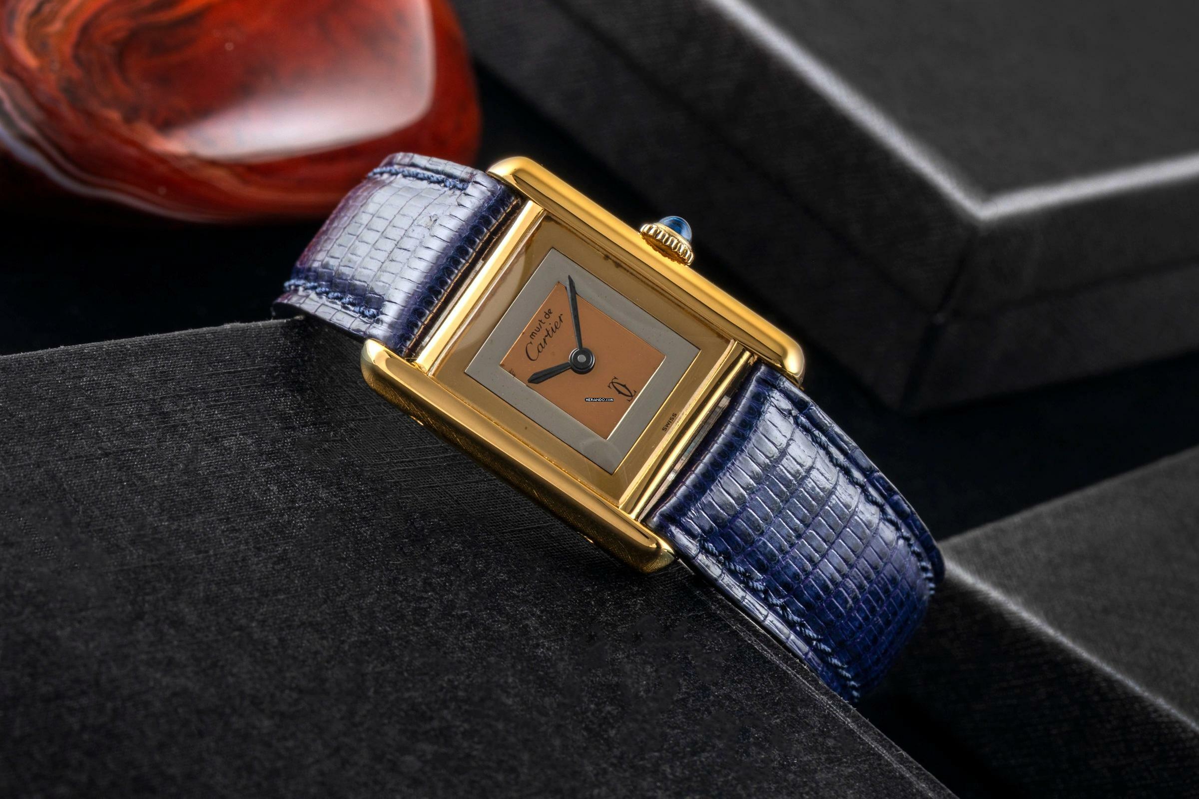 Thumbnail von Cartier Tank Vermeil PM Vermeil Trinity 925 Silber small Damenuhr Ref. 3 Klassiker