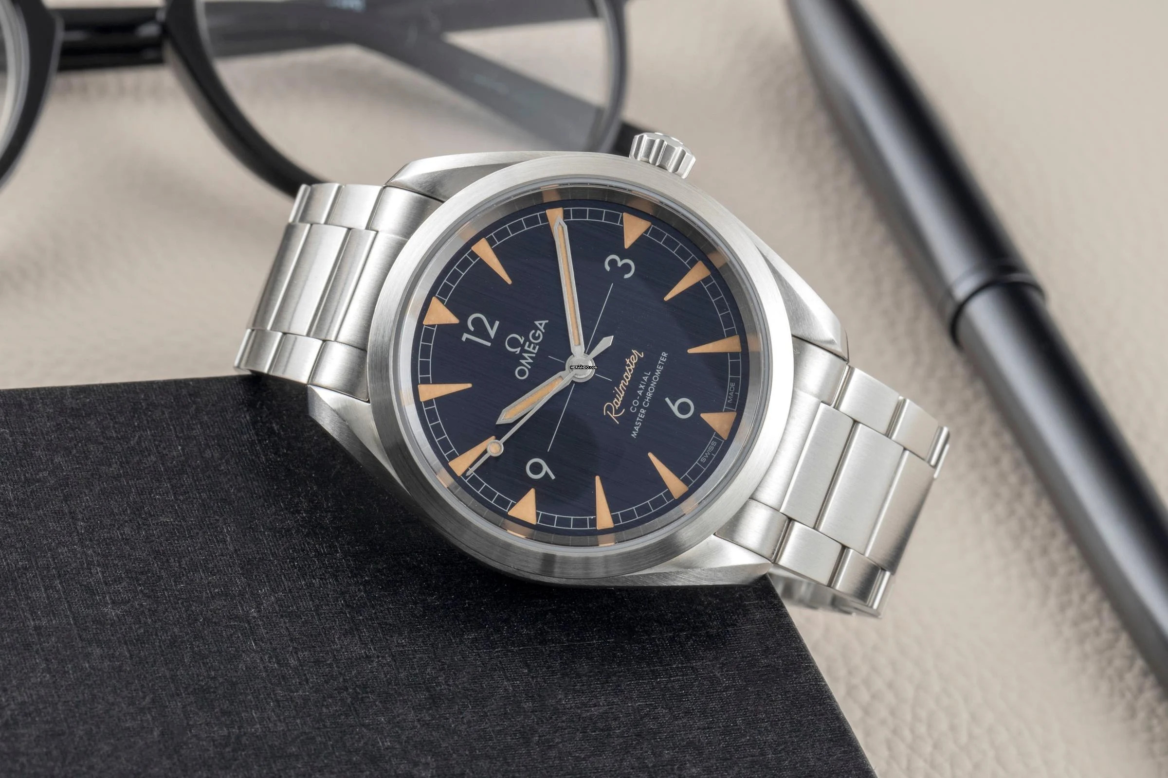 Thumbnail von Omega Seamaster Railmaster Stahl Automatik Herrenuhr Ref. 220.10.40.20.01.001 Papiere 2023