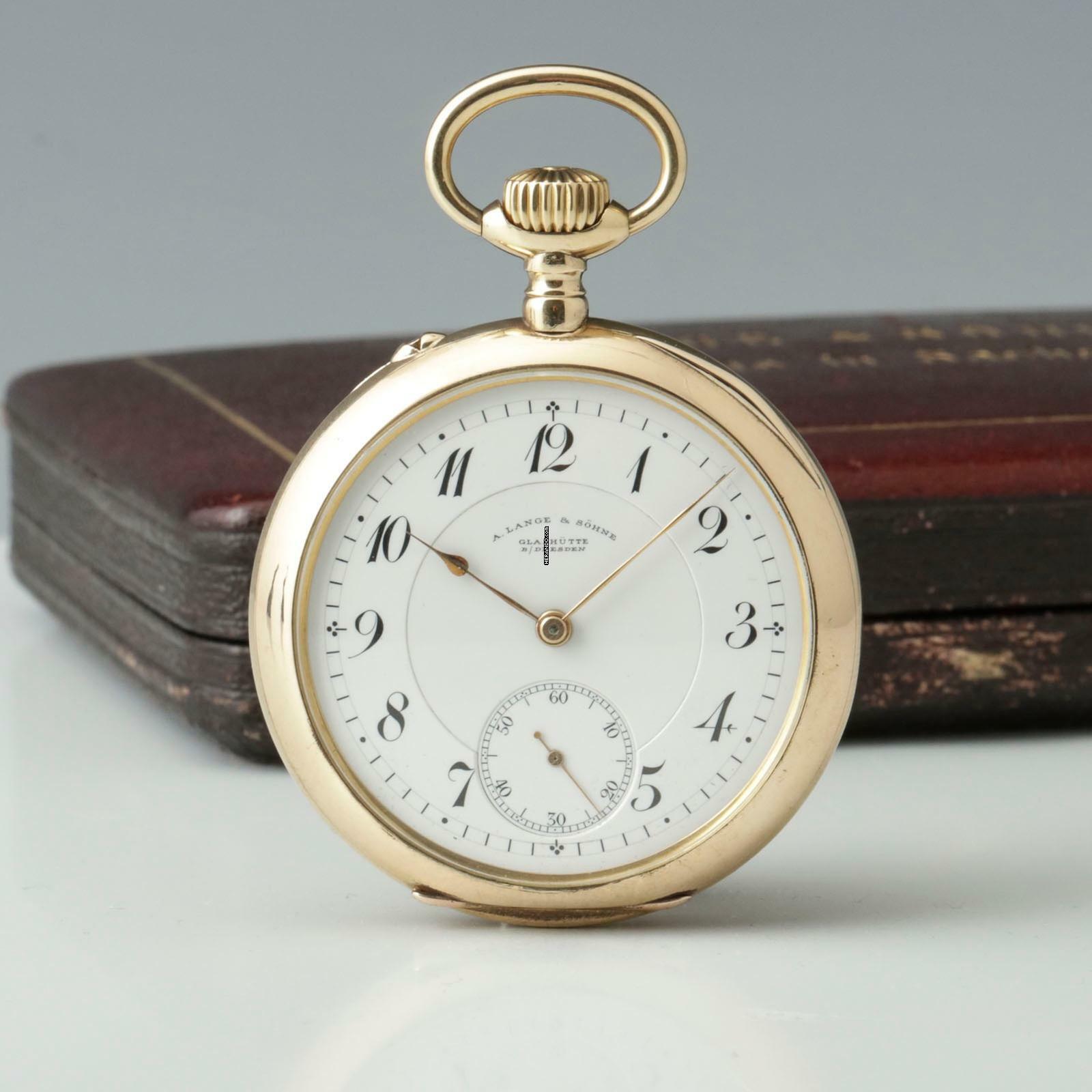 Thumbnail von A. Lange & Söhne Qualität 1A 18k Gold Taschenuhr-Original Etui und Zertifikat 1907 BOX and Pappers