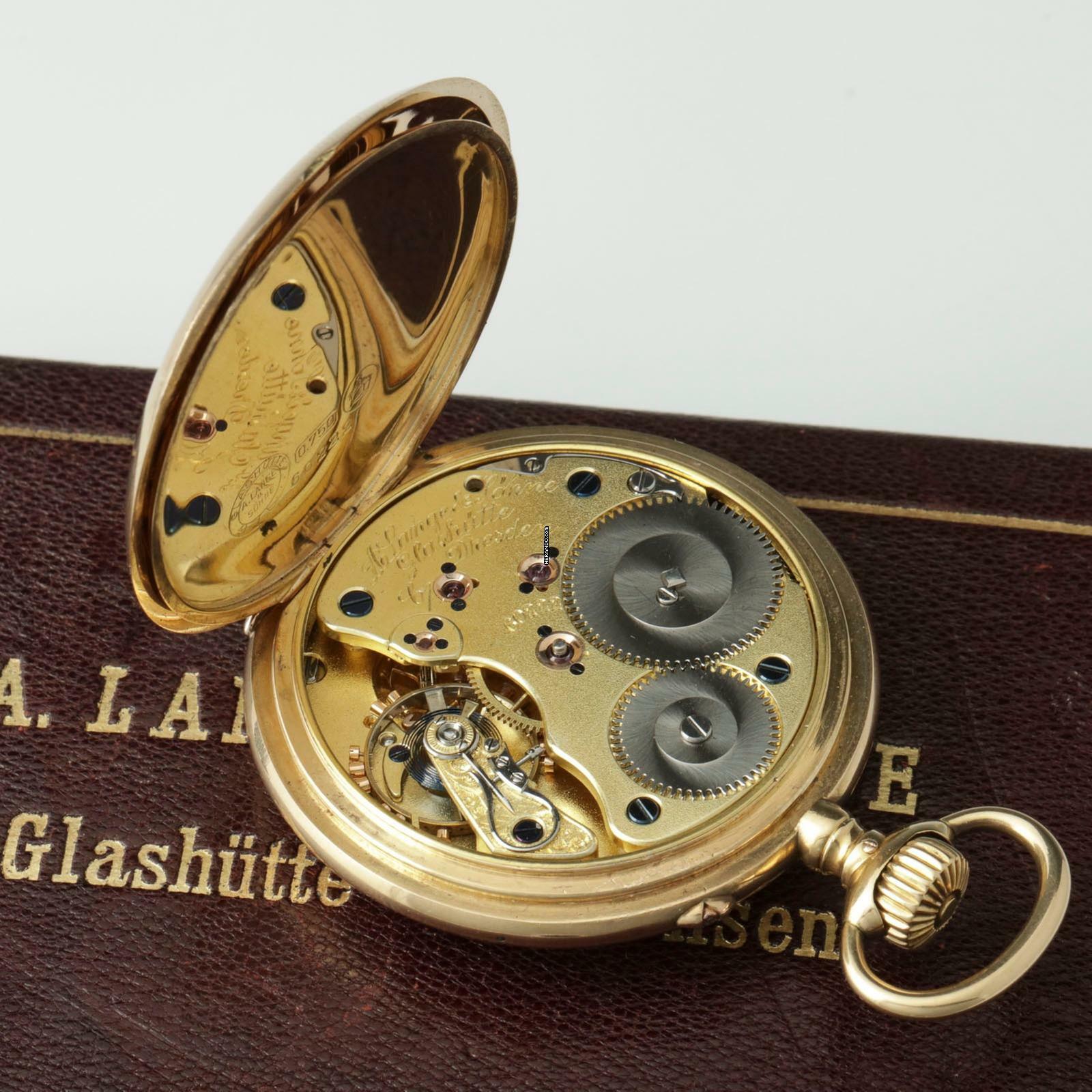Thumbnail von A. Lange & Söhne Qualität 1A 18k Gold Taschenuhr-Original Etui und Zertifikat 1907 BOX and Pappers