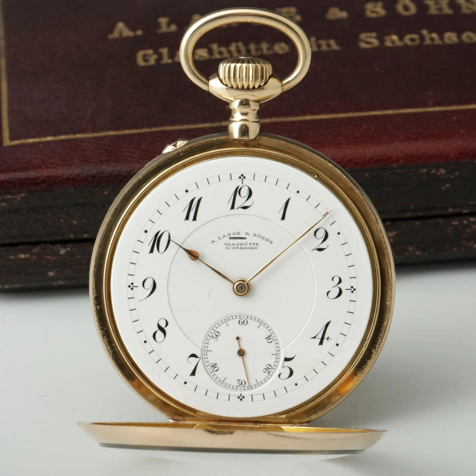 Thumbnail von A. Lange & Söhne Qualität 1A 18k Gold Taschenuhr-Original Etui und Zertifikat 1907 BOX and Pappers