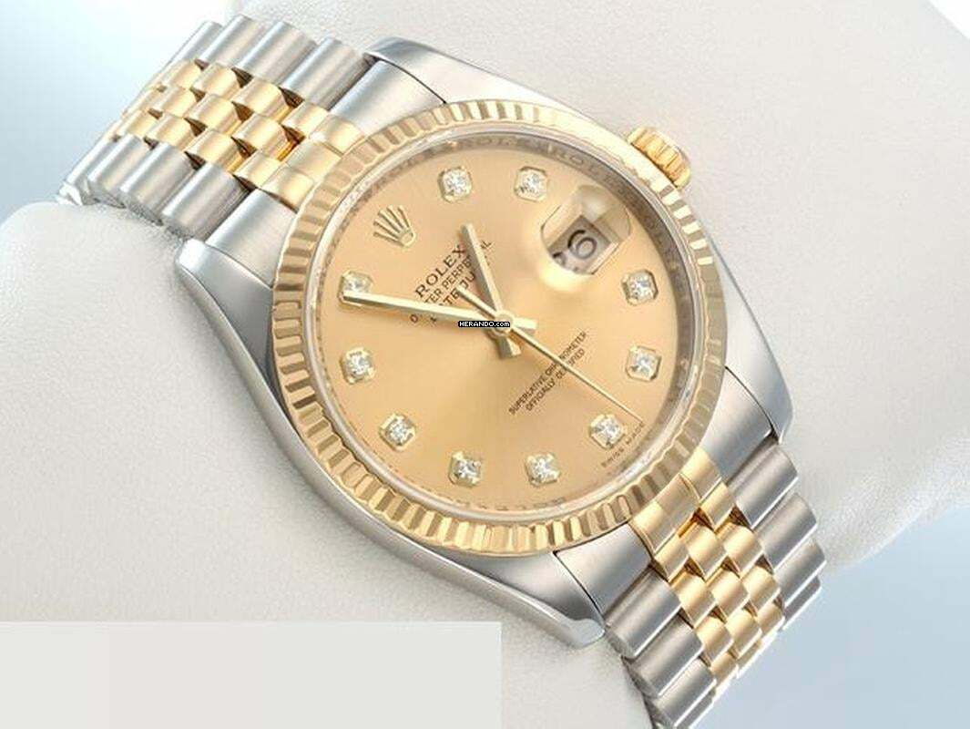 Rolex Datejust 36 36mm 116233 2015 Diamanten Stahl Gelbgold 750 Automatik Stainless Steel 18kt Yellow Gold Jubilé-band Chronometer Oyster