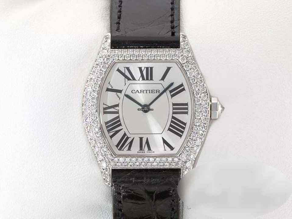  Cartier Tortue Kleines Modell Weissgold 750 Diamanten Wa504931 Handaufzug 18kt White Gold 