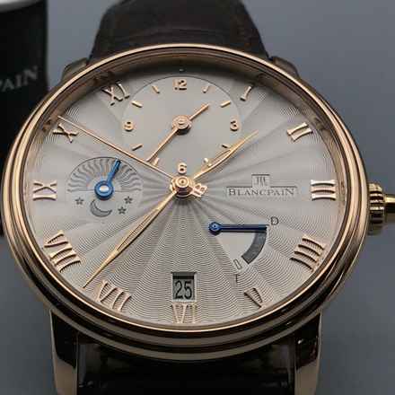  Blancpain Villeret Ultraflach Half Timezone18k Auto Box/papers NEW FULL SET 