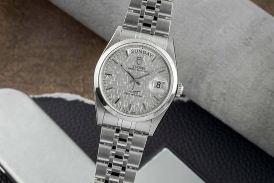  Tudor Prince Date Day Linen Dial Edelstahl Automatik Herren Ref. 76200 