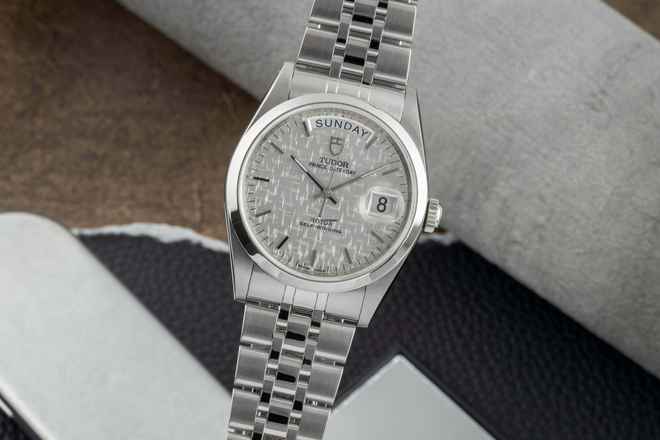  Tudor Prince Date Day Linen Dial Edelstahl Automatik Herren Ref. 76200 