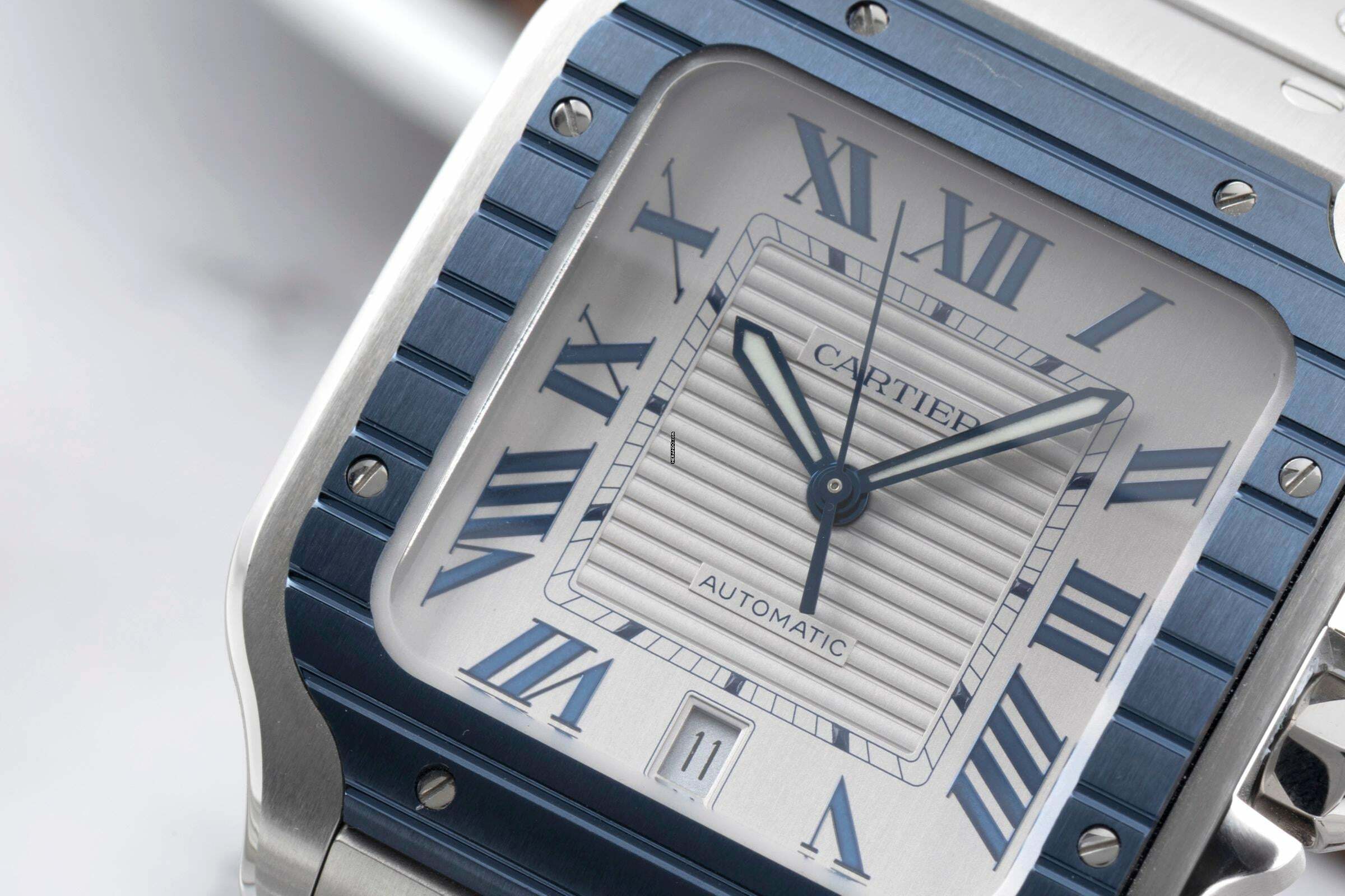 Thumbnail von Cartier Santos De Cartier Blue Stahl Automatik Herrenuhr Ref. WSSA0047 B&P 2023