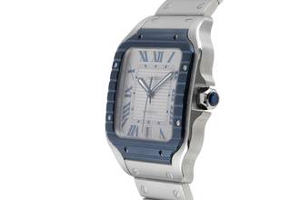 Thumbnail von Cartier Santos De Cartier Blue Stahl Automatik Herrenuhr Ref. WSSA0047 B&P 2023