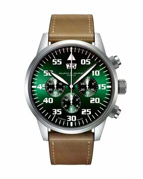 Maurice de Mauriac Chrono Modern Stahl “Big Date” Smaragd Grün optional in schwarz