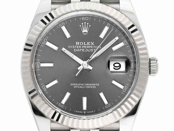  Rolex Datejust 41 Rhodium Ref.126334 2021 Full Set wie Neu Datejust Rhodium Stahl 18kt Weißgold 