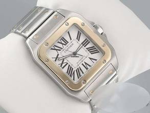 Thumbnail von Cartier Santos 100 Xl Edelstahl Gelbgold 750 W200728g 2009 Automatik Stahl Gold Steel 18kt Yellow Gold