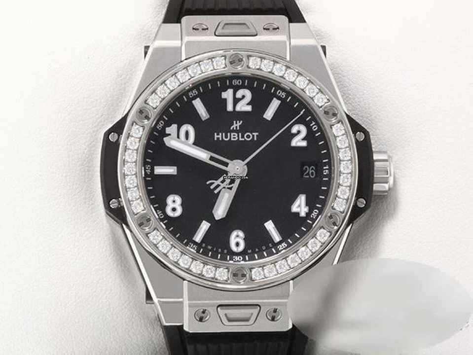  Hublot Big Bang One Click 39mm 465.sx.1170.rx.1204 Stahl Diamanten Automatik Black Dial 
