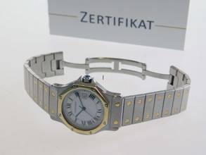 Thumbnail von Cartier Santos Octagon weißes Blatt Automatik XL 30mm Stahl Gold im Top Zustand langes strammes Band perfektes Swiss Made Dial 30 mm