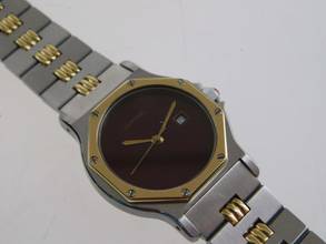 Thumbnail von Cartier Santos Octagon Burgundy Automatik XL 30mm Stahl Gold im Top Zustand langes strammes Band perfektes Burgundy Dial 30 mm