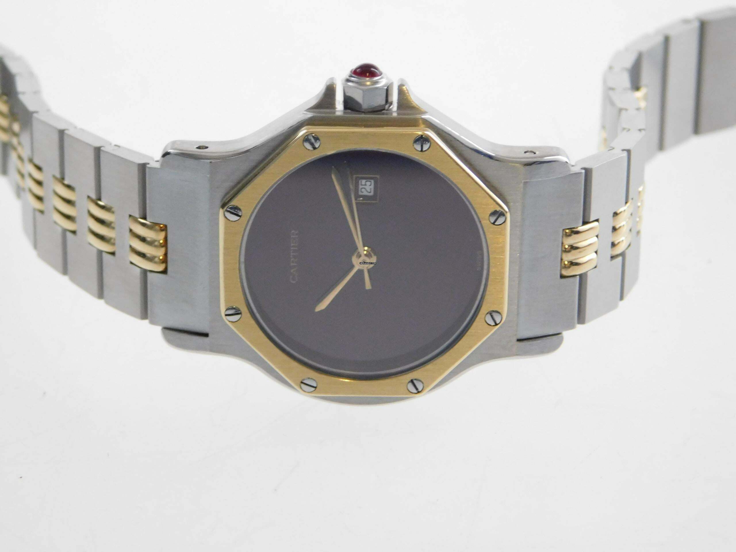 Thumbnail von Cartier Santos Octagon Burgundy Automatik XL 30mm Stahl Gold im Top Zustand langes strammes Band perfektes Burgundy Dial 30 mm