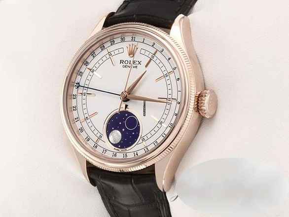  Rolex Cellini Moonphase 50535 2022 Rosegold 750 Automatik Mondphase 18kt Rose Gold White Dial 