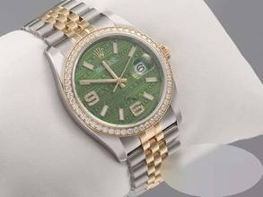 Thumbnail von Rolex Datejust 36 36mm 116243 2016 Lc100 Stahl Gelbgold 750 Grün Wave Diamanten