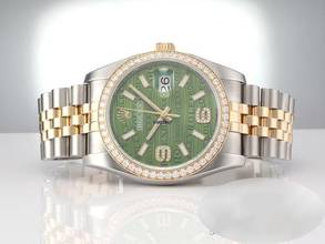 Thumbnail von Rolex Datejust 36 36mm 116243 2016 Lc100 Stahl Gelbgold 750 Grün Wave Diamanten