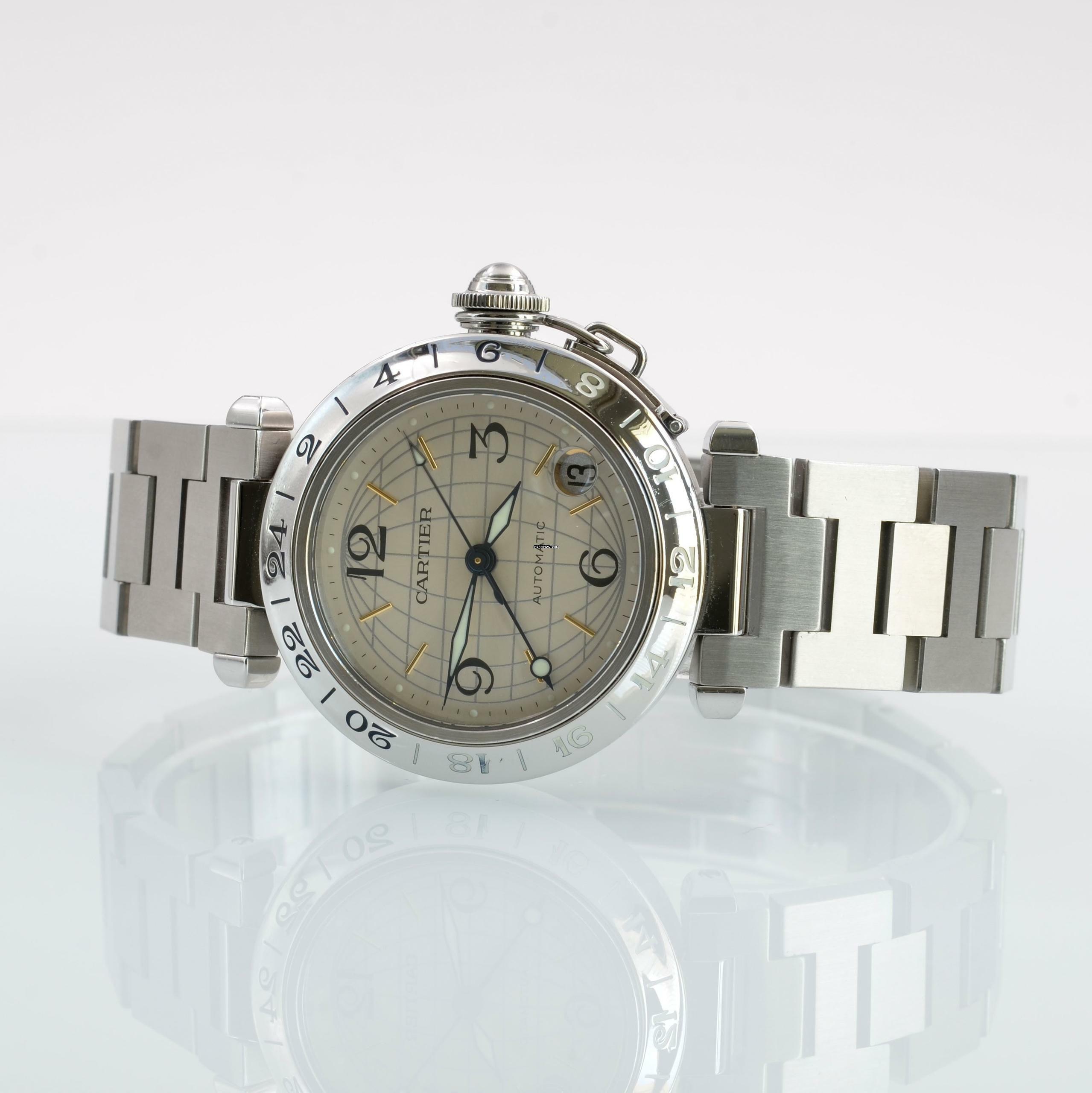 Thumbnail von Cartier Pasha C 2377 GMT Meridian 36MM silver dial Automatic