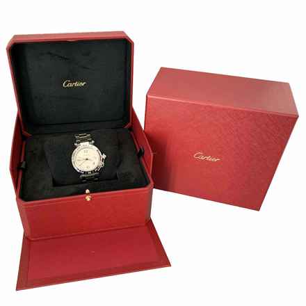  Cartier Pasha C 2377 GMT Meridian 36MM silver dial Automatic 