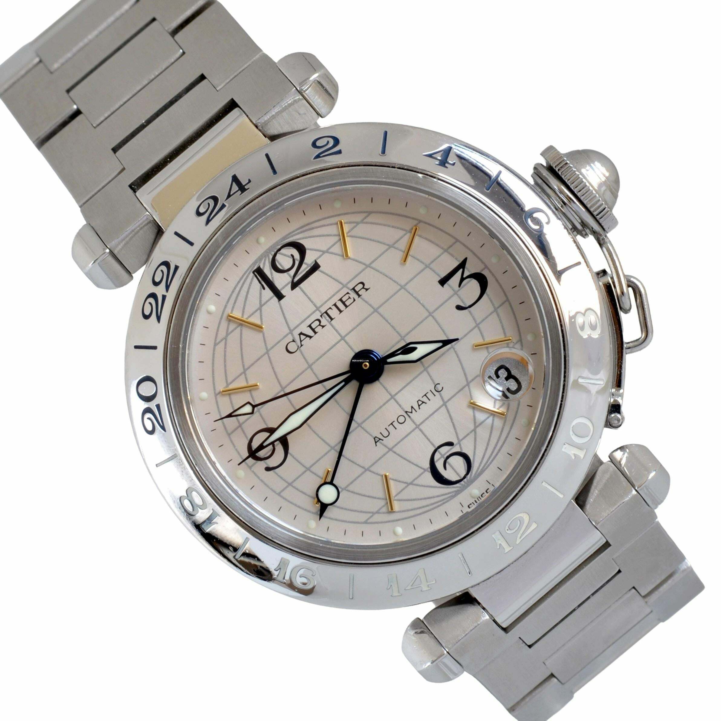 Thumbnail von Cartier Pasha C 2377 GMT Meridian 36MM silver dial Automatic